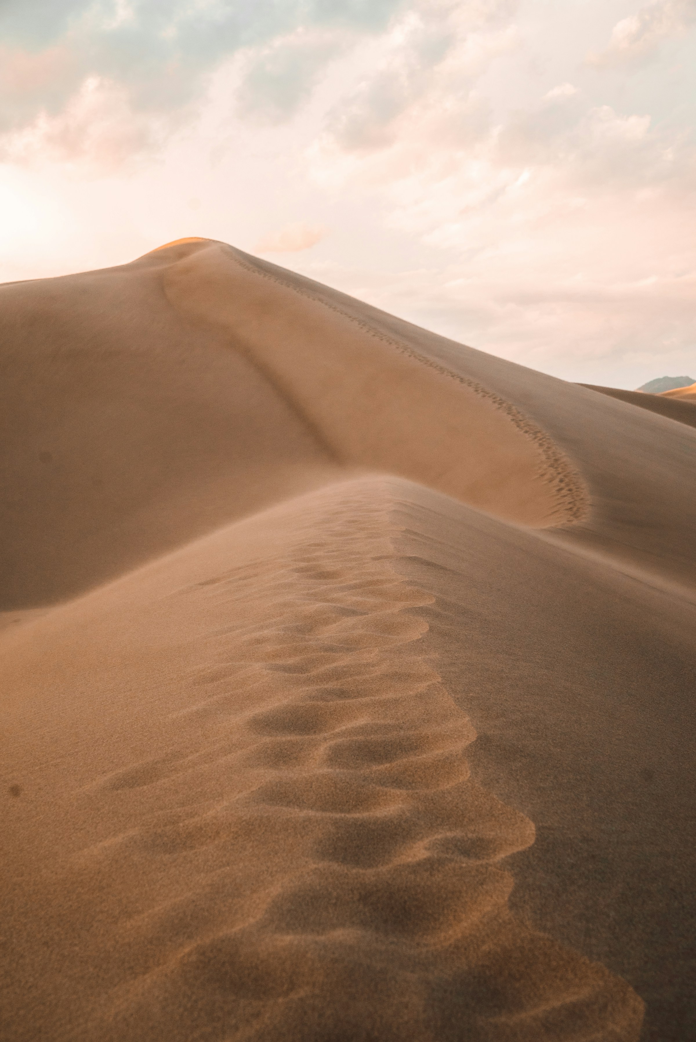 Great Sand Dunes National Park, Colorado, shifting dunes at golden hour
